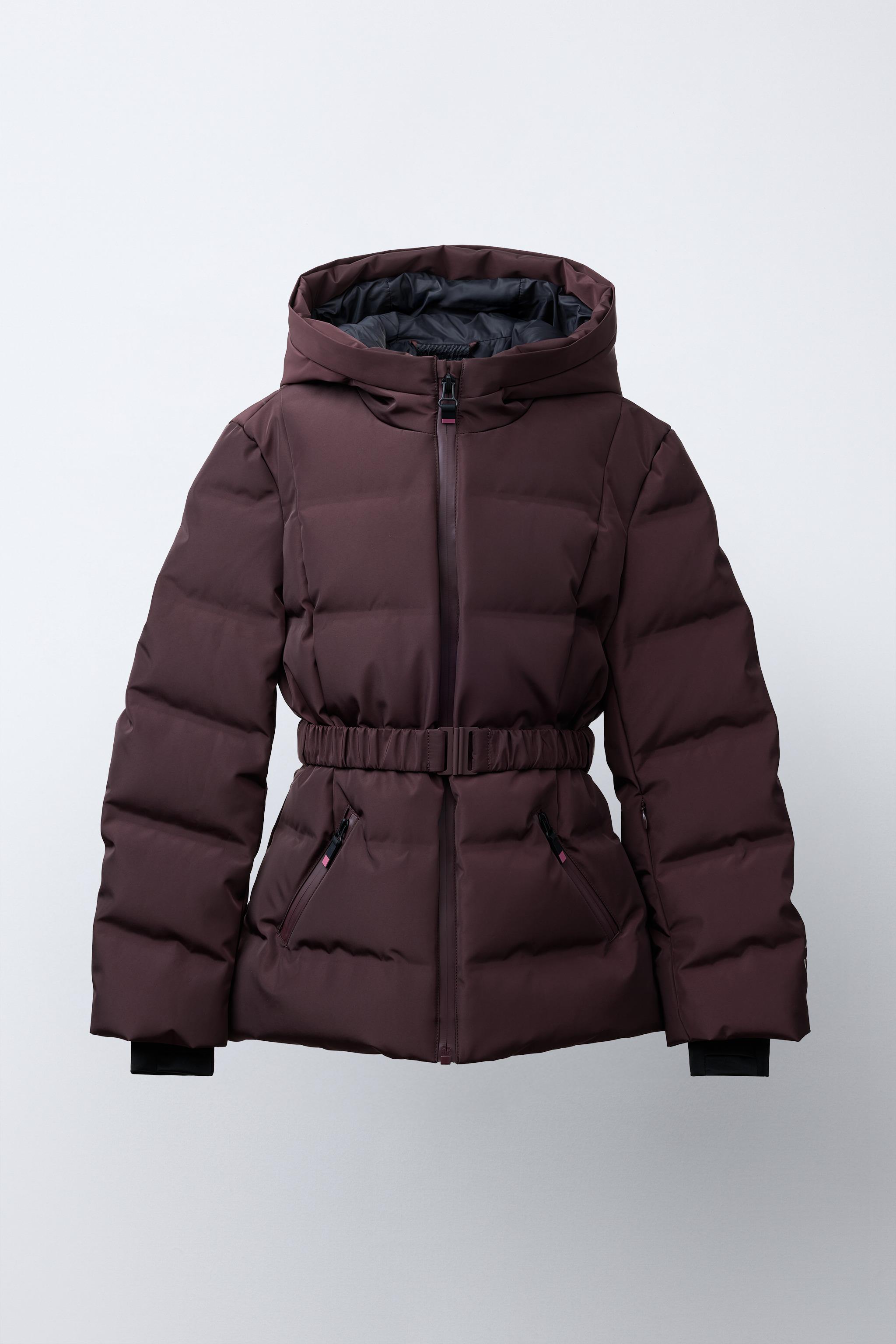 DOWN FEATHER PUFFER JACKET WITH BELT, WATER-RESISTANT AND WINDPROOF, RECCO® SYSTEM, SKI COLLECTION